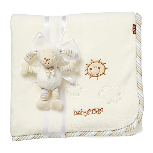 Fehn Kuscheldecke Schaf - Kuschelige Schmusedecke als Babydecke - Schmusetuch & Krabbeldecke für Kinderwagen und Babyschale - optimales Schnuffeltuch und Erstlingsdecke - Für Babys ab 0+ Monaten