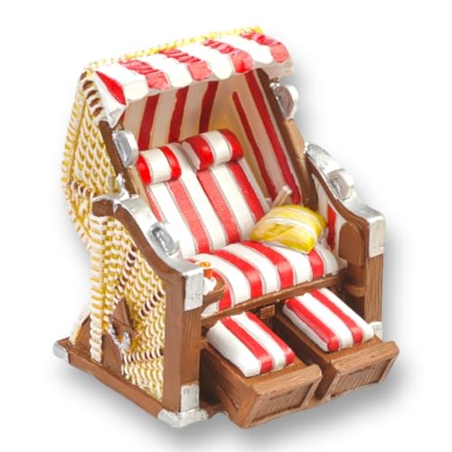 Hobbyfun Strandkorb rot-weiß 6,5 x 6,5 x 5 cm