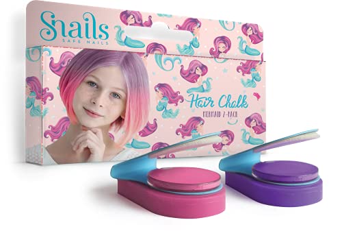 Snails 510768, Haarkreide für Kinder ab 3 Jahren, auswaschbar, 2er Set, Meerjungfrau, violett, rosa