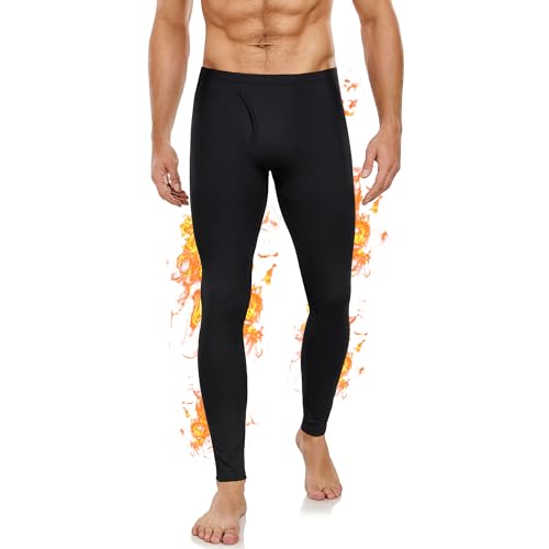 Thermounterhose Herren Thermo Unterwäsche Warme Unterhosen Lang Thermounterwäsche Thermohose Winter Skiunterwäsche Hose Thermowäsche Funktionsunterhose Leggings für Alltag Runing Ski Sport Schwarz M