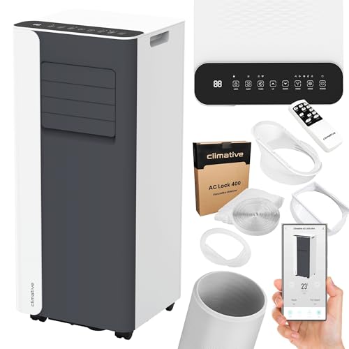 Climative Mobile Klimaanlage 9000 BTU WiFi Tuya Smart Klimaanlage Mobil mit Abluftschlauch Mini 2,6 kW 3-in-1 Portable Air Conditioner 26 m² Fensterabdichtung
