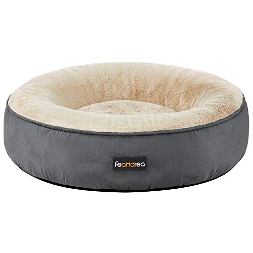 Feandrea Hundebett, Katzenbett, Donut, Ø 50 cm, dunkelgrau PGW050G02
