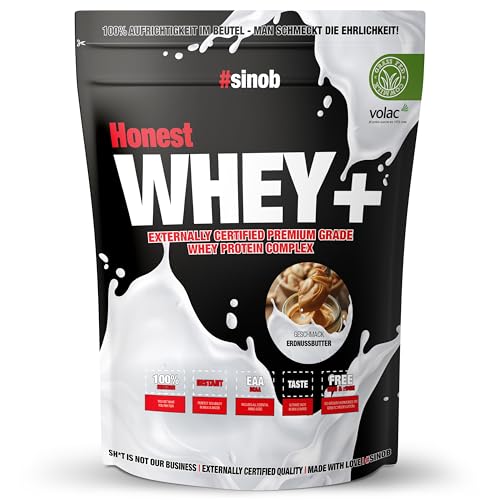 #sinob Whey Protein Pulver aus irischer Weidemilch (Grass Fed) - 820 g cremiges, instant lösliches Eiweiss Protein Pulver - für eine eiweißreiche Ernährung - Sojafrei – Made in Germany - Erdnussbutter