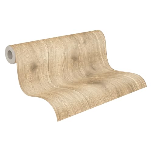 A.S. Création Vliestapete Best of Wood`n Stone 2nd Edition Tapete in Holz Optik fotorealistische Holztapete 10,05 m x 0,53 m beige braun Made in Germany 300434 30043-4