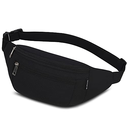 Bauchtasche Gürteltasche Hüfttasche Sport für Damen und Herren Wasserdicht Bauchtasche Doggy Bag Outdoor Groß Handytasche Umhängetasche Camping Wandern Fitness Fahrrad Running (Schwarz)