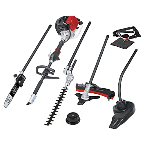 Scheppach Benzin Motorsense MTC42-5P | 1,5PS - 2-Takt Motor | 42,7cm³ | 5in1 Multifunktionsgerät - Rasentrimmer, Heckenschere, Hochentaster, Laubbläser | mit Schultergurt | Anti-Vibrations-Technologie