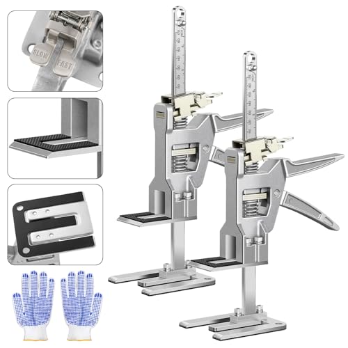 Raynesys 2 Stück Arbeitssparender Arm, 12 Zoll Ganzmetall Hebewerkzeug 440LBS Kapazität, Wandfliesen-Lokalisierer für Möbel, Türen, Board Heber, Präzise Kontrolle bei langsamem/schnellem Abstieg