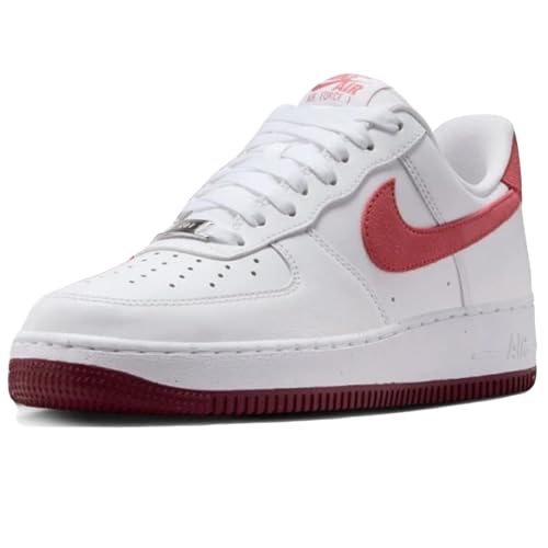 NIKE Air Force 1 '07, Herren-Sneaker, Weiß Adobe Team Red Dragon Rot, 39 EU