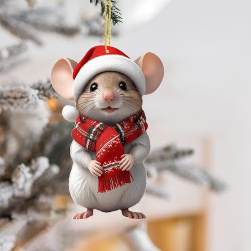 Weihnachtsmäuse Deko Acryl Weihnachtsschmuck Mäuse Weihnachtsdeko Weihnachten Acryl Tier Decor Mäuse Weihnachten Baumschmuck Weihnachtsdekoration Für Wohnzimmer Schlafzimmer (A)