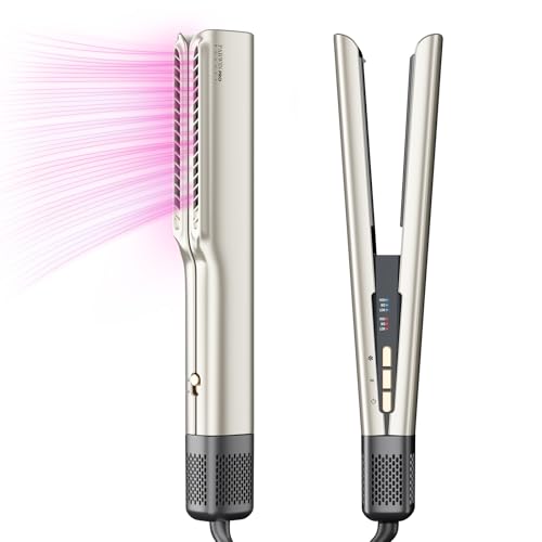 Air Haarglätter, PARWIN PRO BEAUTY Ionen Air Glätteisen, Ohne Heizplatten, Nass bis Trocken, Glätten mit Luft, Max.ca. 160 ℃, für Mittleres Haar und Langes Haar(35-75cm), 1200W, Champagnersilber