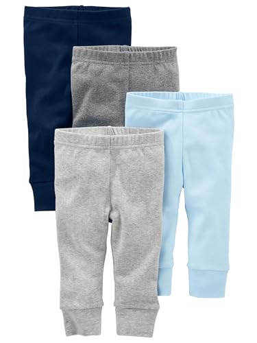 Simple Joys by Carter's Unisex Baby Hose Baumwolle, 4er-Pack, Blau/Grau/Weiß, 0-3 Monate