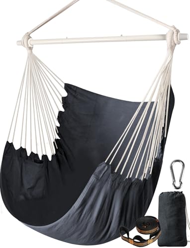 Chihee Hängesessel Schaukelstuhl Hängematte Stuhl Großer Hängesitz Patio-Rasen Entspannen Baumwollgewebe für hohen Komfort Langlebigkeit Perfekt für drinnen/außen Haus Schlafzimmer Terrasse Hof Garten