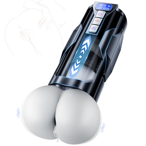Masturbieren für Männer – Realistisches Po-und Vagina-Design Sex Spielzeug für die Männer LCD-Display 360°-Heizfunktion 10 Vibrationsmodi und 7 Stoßmodi Taschenmuschi für Erwachsene sex toyset für man