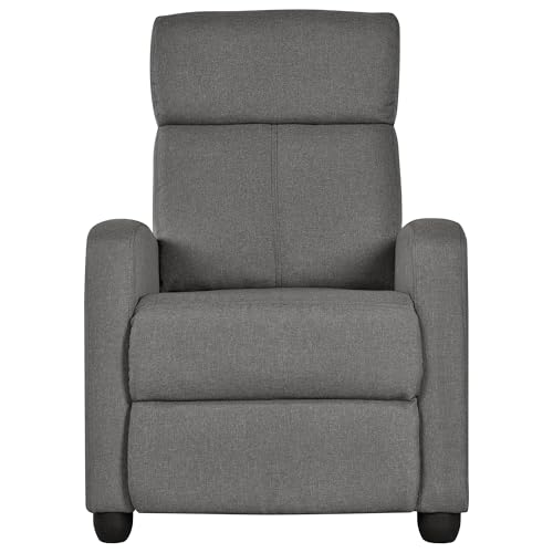 Yaheetech Relaxsessel Fernsehsessel Einzelsofa Ruhesessel mit Verstellbarer Beinablage Liegesessel aus Leinenstoff Grau