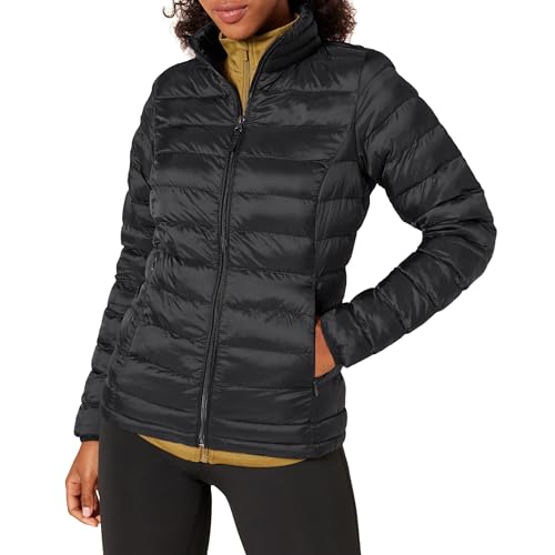 Amazon Essentials Damen Leichte, langärmelige, wasserabweisende, packbare Pufferjacke (in Übergröße erhältlich), Schwarz, L