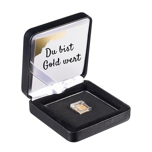 Goldstücke24 - Du bist Gold wert - Goldbarren 1g in hochwertiger Kapsel inkl. Etui (schwarz) und Grußkarte - Goldgeschenk