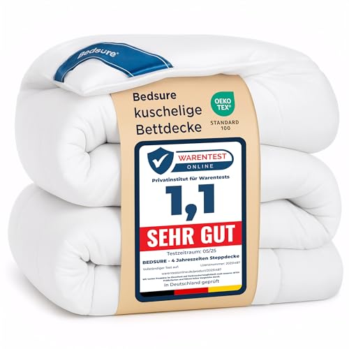 BEDSURE Bettdecke 135x200 Ganzjahresdecke Steppdecke - Bettdecke 135x200cm 4 Jahreszeiten Bettdecken - Oeko-TEX Zertifiziert 300GSM Weiß Sommerdecke, Weiche Warm Duvet Schlafdecke für Allergiker