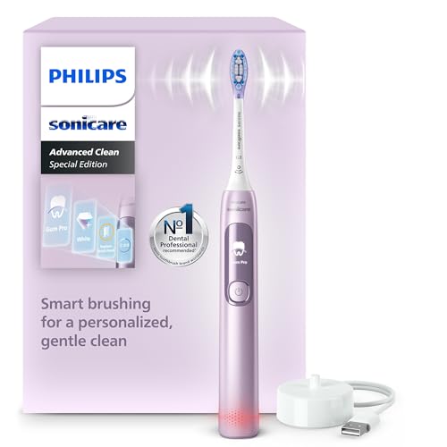 Philips Sonicare AdvancedClean Limited Edition Elektrische Zahnbürste - Smart Screen, Drucksensor, Erinnerungsfunktion zum Austausch des Bürstenkopfs, 5 Putzmodi und SmarTimer, Pink, Modell HX3792/12