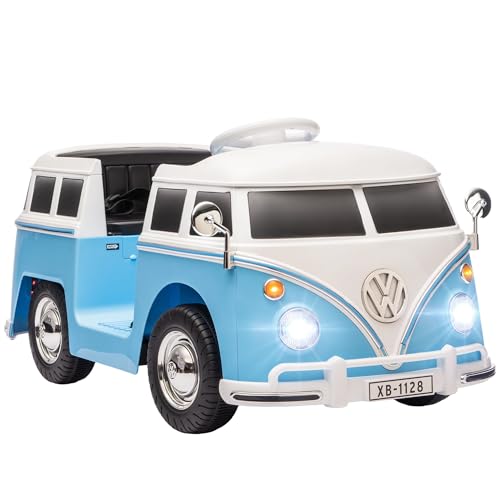 AIYAPLAY Kinder Elektroauto, 12V Volkswagen Kinderfahrzeug mit MP3, Doppelmotor, Elektrofahrzeug mit Hupe, LED-Lichtern, Sanftanlauf, 3-8 km/h, für 3-7 Jahre Kinder, Blau
