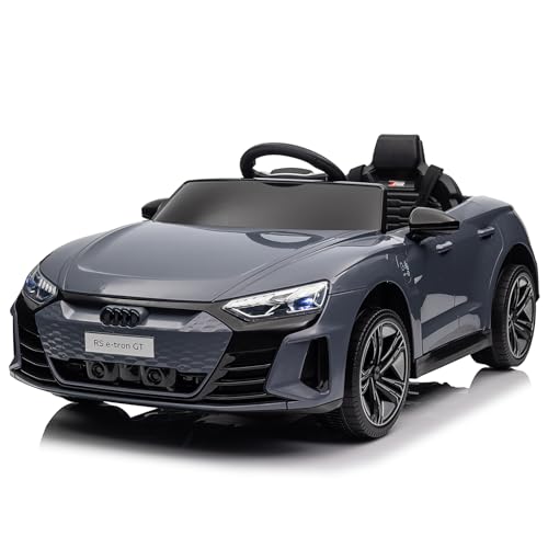 LEADZM Elektro Kinderauto mit Musik & Hupe & Scheinwerfer, 12V Kinder Elektroauto Kinderfahrzeug mit 2,4G Fernbedienung, 3-5km/h für Kinder (Grau)