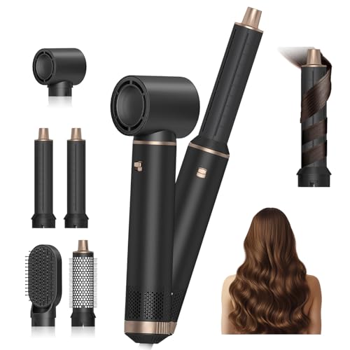 5 in 1 Airstyler 1000W Warmluftbürste Set Haarstyler Rundbürstenföhn, Lockenstab Automatisch, Glätten, Locken,Trockenes Haar