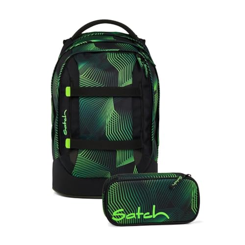 Satch pack Schulrucksack Set 2tlg. inkl. Schlamperbox (Seismic Green)