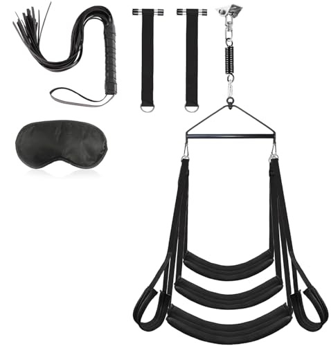 Sadodo Liebesschaukel Sexschaukel Tür Schaukel für Decken und Tür Hängung,SM Bondage Set,Extra Breiten Liebes Schaukeln Sex Möbel + Peitsche + Augenmaske,BDSMs Sex Swing Spielzeug Set für Paare
