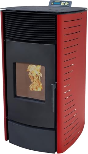 NEMAXX® P12 Pelletofen 13,6 kW bis 300m³ – Elektrokamin mit ECO-Modus, Wi-Fi Ready, Wochen-Timer & Überhitzungsthermostat für effizientes Heizen – Rot