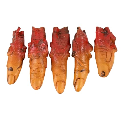5 Stück Realistische Blutige Abgetrennte Finger - Gruselige Halloween Requisiten aus Kunststoff für Spukhaus, Horror Dekor & Vampir/Zombie Partys - Körperteile Deko