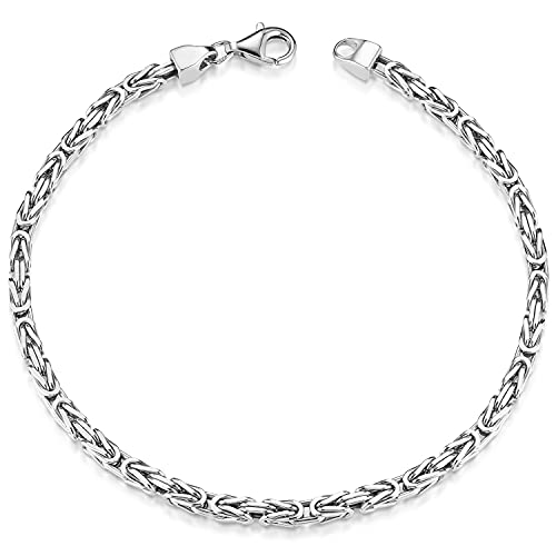 MATERIA Königskette 925 Silber Herren Armband 3mm diamantiert rhodiniert deutsche Fertigung #SA-36_19cm