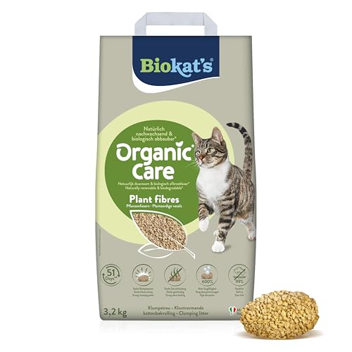 Biokat's Organic Care Plant Fibres 3,2 kg - Grobe klumpende Katzenstreu aus nachwachsenden und biologisch abbaubaren Pflanzenfasern - 1 Sack (1 x 3,2 kg)