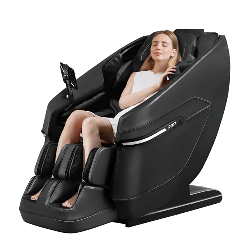 ROTAI Massagesessel 3D mit Zero-Gravity & Lendenwärme, Fußrollen & Bluetooth – 19 Auto-Programme, 6 Modi, 5 Geschwindigkeiten für Schulter- & Nackenentspannung