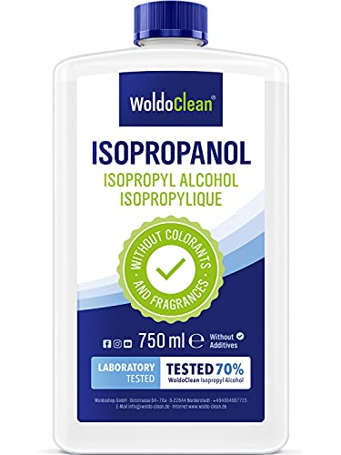 WoldoClean Isopropanol 70% technischer Alkohol - 750ml für fettfreie, rückstandslose Reinigung von Glas, Monitor, Smartphone & Werkzeug
