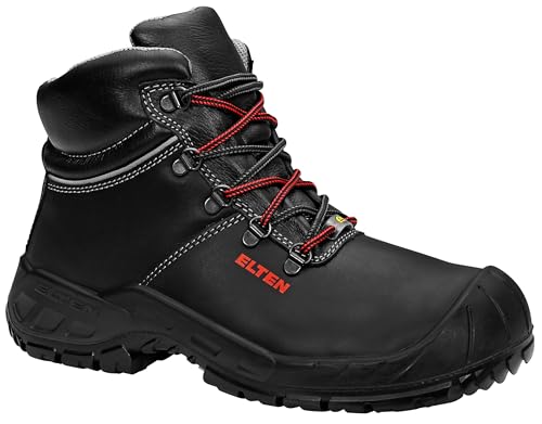 ELTEN Sicherheitsschuhe Renzo XXW Mid ESD S3, Damen und Herren, Leder, Stahlkappe, leicht, robust 43, Schwarz