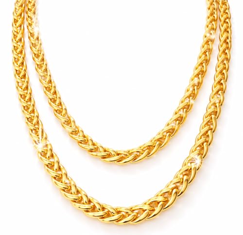 Costumed Goldkette 80er 90er Jahre Panzerkette ca. 50 cm Goldkettchen wie Rapper Gangster Fokuhila Accessoires für Fasching Karneval