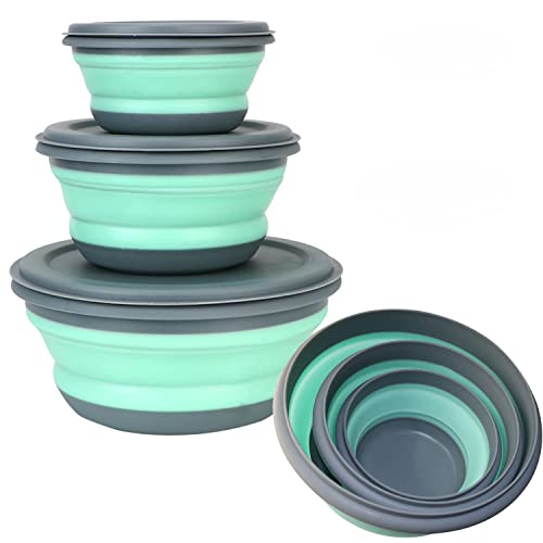 Faltbare Schüssel - 3 Stück Silikon Tragbare Geschirr Wohnwagen Camping Frischhalteboxen Runden, Obst Salat Campinggeschirr für Campe Wandern Küche Schule im Freien Camping Zubehör Gadgets 2025