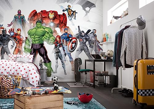 Marvel Fototapete - Avengers Unite - Größe 368 x 254 cm (Breite x Höhe), 8 Teile, inklusive Kleister - Tapete, Kinderzimmer, Kindertapete, Hulk