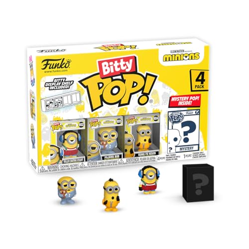 Funko Bitty Pop! Minions - Roller Skating Stuart 4PK - Roller Skating Stuart, Pajama Bob, Kung Fu Kevin und eine Überraschungs-Mini-Figur - 0.9 Inch (2.2 cm) - Minions 2 Sammlerstück