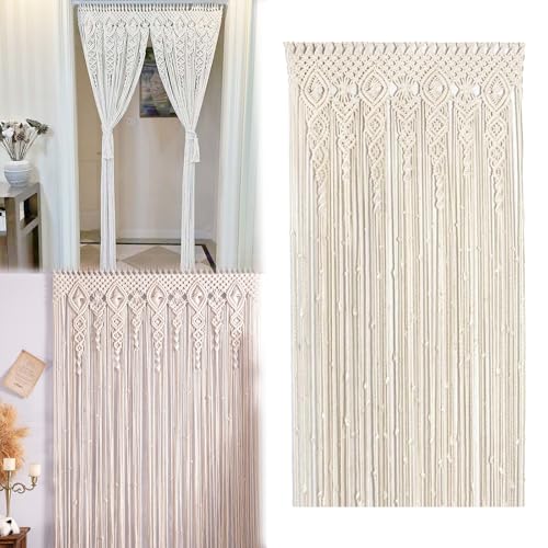 Makramee Vorhang, 100x200 cm Makramee Wandbehang Boho Vorhang Handgemachte Wandbehang Boho Makramee TüRvorhang Boho Gardinen Vorhang Boho für Home Wanddeko