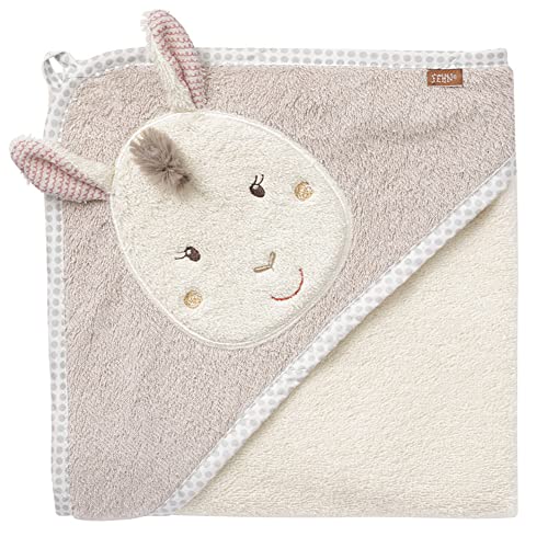 Fehn Kapuzenhandtuch Baby Lama - Kuscheliges Babyhandtuch mit Kapuze - optimal als Badeponcho und Kuscheldecke - Baby Handtuch für zarte Babyhaut – Kapuzentuch für Babys & Neugeborene ab 0+ Monaten