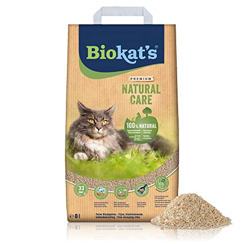 Biokat's Natural Care - Feine klumpende Katzenstreu aus nachwachsenden und kompostierfähigen Pflanzenfasern - 1 Sack (1 x 8 L)