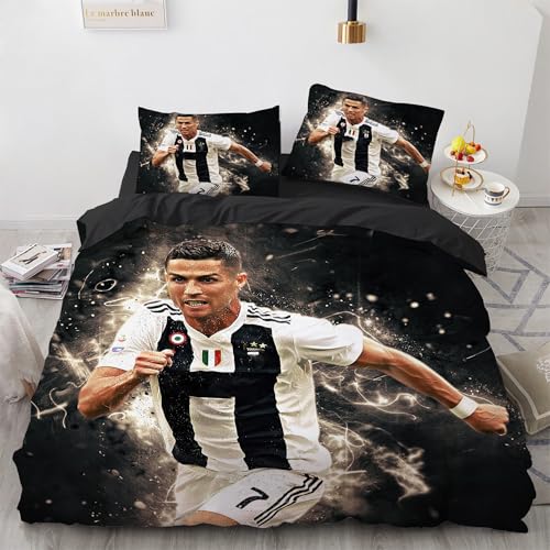 Generisch Fußballstar Bettwäsche-Set, Schwarz, 135x200 cm, 80x80 cm