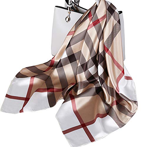 Ecroon Damen Schal Kopftücher Halstuch Elegante Schal Frauen Elegant Seidenschal Business Seidentuch Scarf Bandana Taschentuch Ansatz Handgelenk Verpackungs (One size, M)