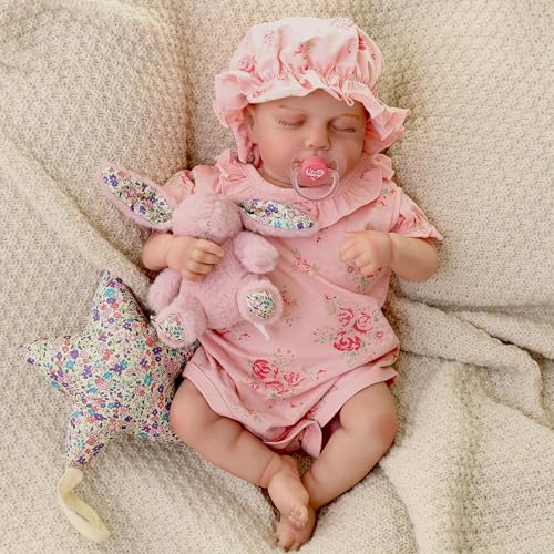 Generisch Realistic Reborn Baby Dolls - 20 Inch Sleeping Newborn Dolls Soft Vinyl Body Lifelike Sleeping Girl with Accessories Gifts Bag for Kids Age 3 + Collection