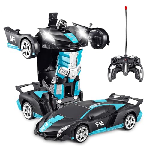 Transformator Ferngesteuertes Auto Spielzeug für Kinder 3-12, 2 -in-1 Transform Roboter Spielzeug,2.4GHz Verformung Roboter RC Auto,360° Drehung rc Auto Robote,für Jungs Mädchen Geschenke