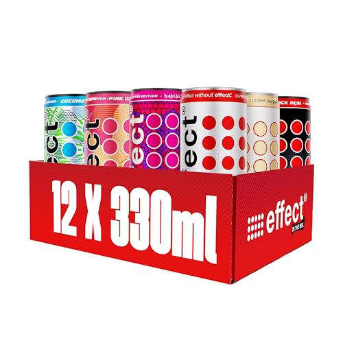 effect Energy Drink MIX - Tray mit 12 x 330 ml Energy Dose Einweg, Koffeinhaltiges Erfrischungsgetränk mit B-Vitaminen – alle beliebten Sorten im praktischen Mix, fruchtig & vegan