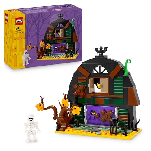 LEGO Halloween Scheune - Kinder Spielzeug mit Skelett Minifigur - Bauset mit Fledermaus, Flasche, Lampe und weiterem Zubehör - Geschenk für Jungen und Mädchen ab 8 Jahren - 40721