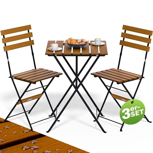 Casaria® Balkonmöbel Set 2 Personen Wetterfest FSC®-Zertifiziert 3-TLG Holz Vormontiert Klappbar 160kg Belastbar Akazie Balkon Garten Terrassenmöbel