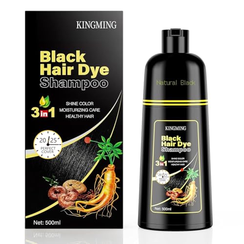 Schwarz Haarfärbeshampoo für Graues Haar 3 in 1, Haarfarben Shampoo für Männer und Frauen, Black Hair Dye Shampoo for Gray Hair, shampoo gegen graue haare (500 ml)