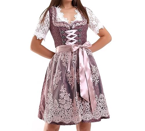 0300 Dirndl Germandress 2Tlg. Oktoberfest Gr.34 bis 52 (36, Weinrote-Rosa)